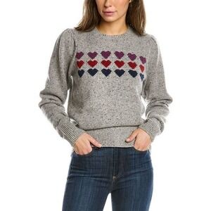 Brooks Brothers Wool Heart Sweater Puff Sleeve Preppy Knit Size L